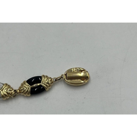 Swarovski Signed Vintage Swan Gold Tone Jet Black and Clear Lucite Bracelet - Picture 10 of 15